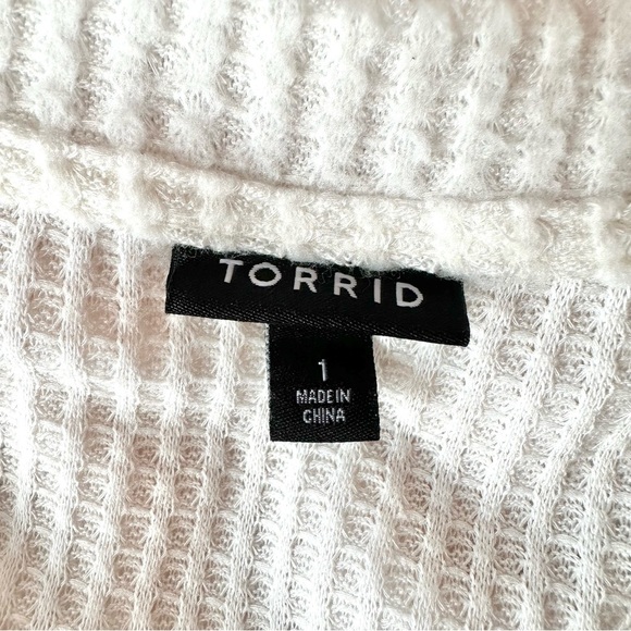 Torrid Waffle V-Neck Button Front Long Sleeve Peach Ombre White Top Plus Size 1X - Picture 11 of 14
